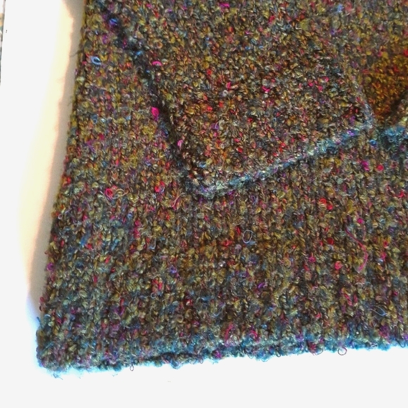 Jewel-tone Green Tweed Mock Turtle Neck Sweater S - Picture 4 of 7